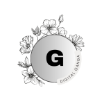 beige and black elegant botanical floral initial logo